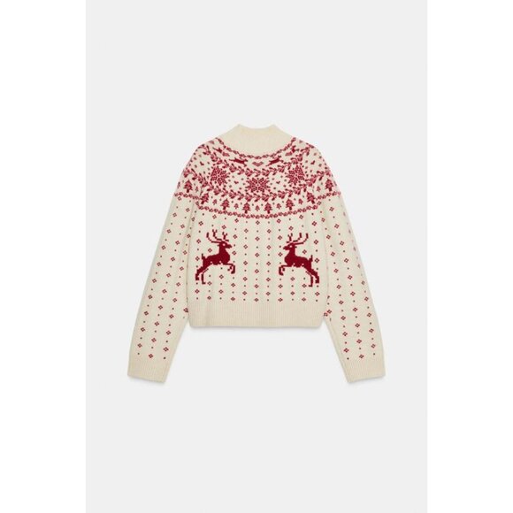 ZARA CHRISTMAS JACQUARD KNIT JUMPER - Picture 3 of 4